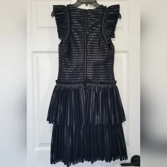 Maje Remony Black Tiered Mini Dress Size 3 - Picture 13 of 15